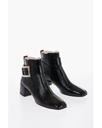 Roger Vivier - Patent Leather Ankle Boots With Squared Toe - Lyst