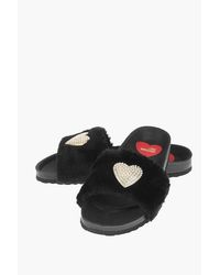 Moschino - Love Slides Birki30 With Faux-Fur Detail - Lyst