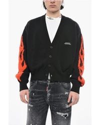 Givenchy - Cotton-Blend Cardigan Flames With Jacquard Sleeves - Lyst