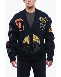 Off-White c/o Virgil Abloh - Embroidered Moon Phase Wool Blend Cardigan - Lyst
