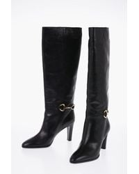 Celine - Knee-High Leather Boots With Metal Clamp - Lyst