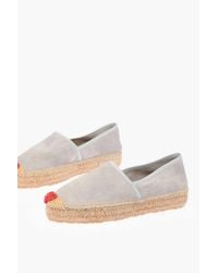 Moschino - Love Suede Split Leather Platform Espadrilles With Embroider - Lyst