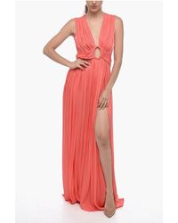 Costarellos - Draped Lurex Maxidress With Cut-Out Detail - Lyst