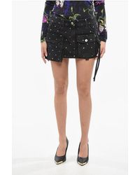 The Attico - All-Over Studs Denim Miniskirt With Multipockets - Lyst