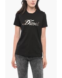 DIESEL - Crew Neck Sily T-Shirt With Lamè Logo - Lyst