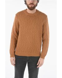 Altea - Cotton And Linen Cable Knit Crew-Neck Sweater - Lyst