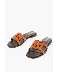 Tod's - Leather Sliders Maxi Chain With Leather Sole - Lyst