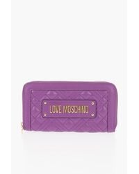 Moschino - Quilted Faux Leather Logo Wallet - Lyst