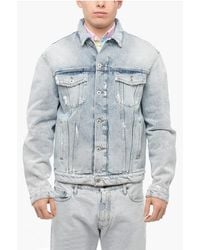 Heron Preston - Distressed Denim Jacket With Logo Patch - Lyst