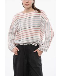Woolrich - Balanced Stripe Varsity Linen Blend Blouse - Lyst