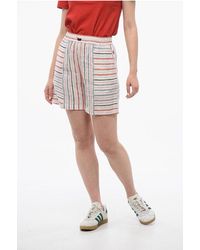 Woolrich - Bayadere Patterned Varsity Linen Blend Shorts - Lyst