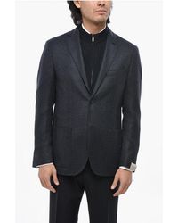 Corneliani - Virgin Wool Blazer Sportswear With Removable Knit Chest Piec - Lyst