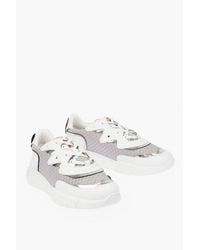 Moschino - Love Leather And Fabric Sneakers Runnning35 With Logo Heart - Lyst