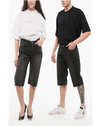 Balenciaga - Dark Wash Denim Shorts With Raw-Cut Hem - Lyst