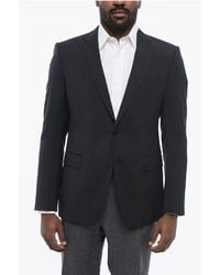 Armani - Emporio Virgin Wool Slim Fit Blazer With Flap Pockets - Lyst
