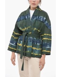 Dior - Shawl Lapel Tie Dye Denim Jacket With Belt - Lyst