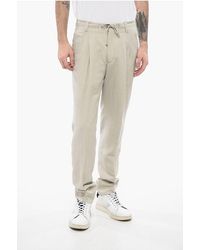 Corneliani - Id 4-Pocketed Linen Blend Pants With Belt Loops - Lyst