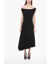 Bottega Veneta - Cotton Asymmetric Dress With Draped Neckline - Lyst