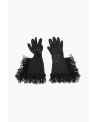 DSquared² - Solid Color Leather Gloves With Lace Edge - Lyst