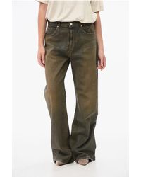 Pinko - Coated Cotton Wide Leg Wanda Jeans 28Cm - Lyst