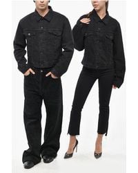 Balenciaga - Denim Jacket With Printed Logo - Lyst