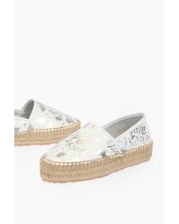 Moschino - Love Leather Platform Espadrilles Splash With Logo 4Cm - Lyst