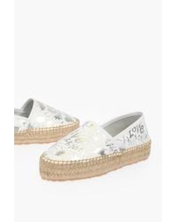 Moschino - Love Leather Splash Platform Espadrilles With Logo 4 Cm - Lyst