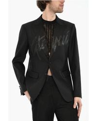 DSquared² - Virgin Wool And Silk 2 Buttons Blazer With Flap Pockets - Lyst