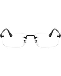 Persol - Rectangle Metal Eyeglasses Online - Lyst