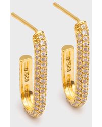 Glassworks Gold And White Diamante Long Hoop Earrings - Multicolour