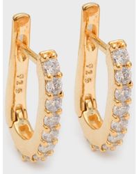 Glassworks Gold Diamante Mini Drop Hoops - Metallic
