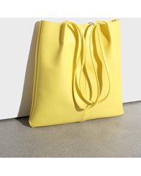 Glassworks - Bright Yellow Vegan Leather Pinched Strap Tote Bag - Lyst