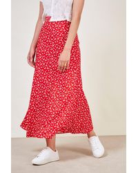 Glassworks Red Floral Print Maxi Skirt