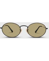 Glassworks - Smoked Black Frame Small Oval Lens Sunglasses - Lyst