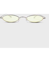 Glassworks Yellow And Silver Lined Slim Oval Sunglasses - Brown