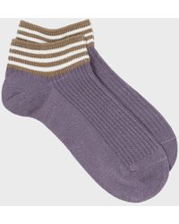 Glassworks - Violet And Pale Brown Striped Ankle Socks - Lyst