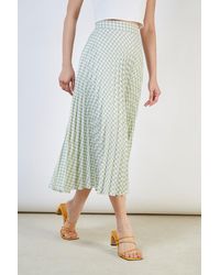 Glassworks Washed Green Gingham Pleated Skirt