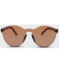 Glassworks - Brown Frameless Round Sunglasses - Lyst