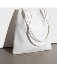 Glassworks - Ivory Vegan Leather Pinched Strap Tote Bag - Lyst