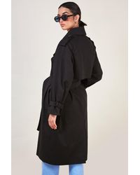 Glassworks Black Classic Double Breasted Trench Coat