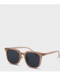 Glassworks Beige And Blue Classic Rectangle Sunglasses