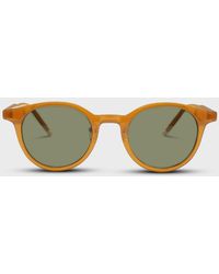 Glassworks - Mustard And Khaki Classic Round Sunglasses - Lyst