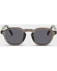 Glassworks - Grey Rounded Frame Smoke Lens Sunglasses - Lyst