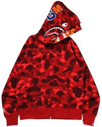 A Bathing Ape Tiger Shark Shell Bomber Jacket in Red for Men | Lyst