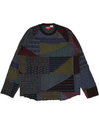 Supreme Patchwork Jacquard Long-sleeve Top 'multicolor' in Gray