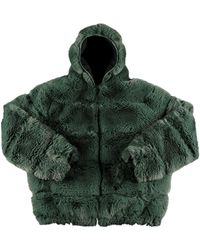 Supreme Faux Fur Hooded Coat 'purple' in Gray for Men | Lyst