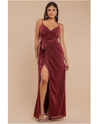 Goddiva - Wrap Style Spaghetti Strap Maxi With Split - Lyst