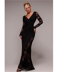 Goddiva - Scuba & Lace Wrap Maxi Dress - Lyst