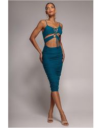 Goddiva - Cut Out Ruched Midi With Drawstring - Lyst