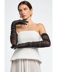 Goddiva - Gathered Stretch Mesh Gloves - Lyst